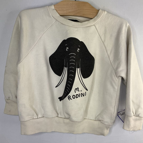 Size 2-3: Mni Rodini Cream/Black Elephant Sweatshirt REDUCED