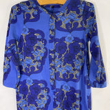 Size 18m-3: Mini Rodini Blue/Gray Floral Snap Romper