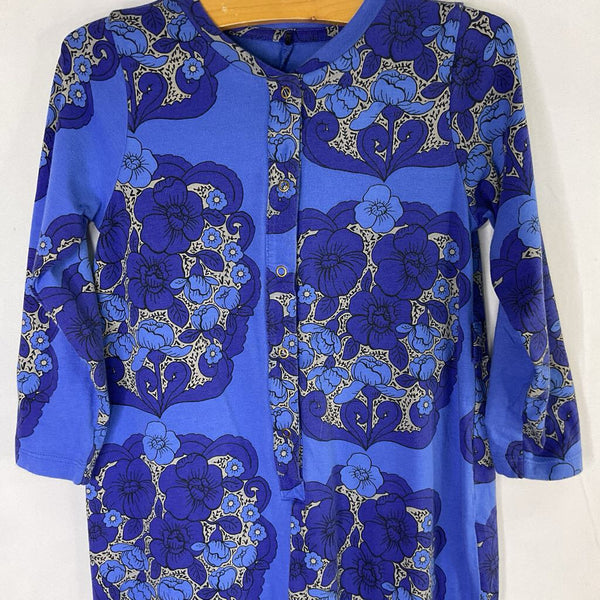 Size 18m-3: Mini Rodini Blue/Gray Floral Snap Romper