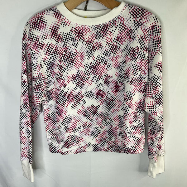 Size 8-10: Zella White/Purple/Black Dots Sweatshirt