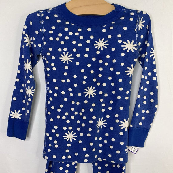 Size 4 (100): Hanna Andersson Blue/White Snowflakes Organic Cotton 2pc Holiday PJs