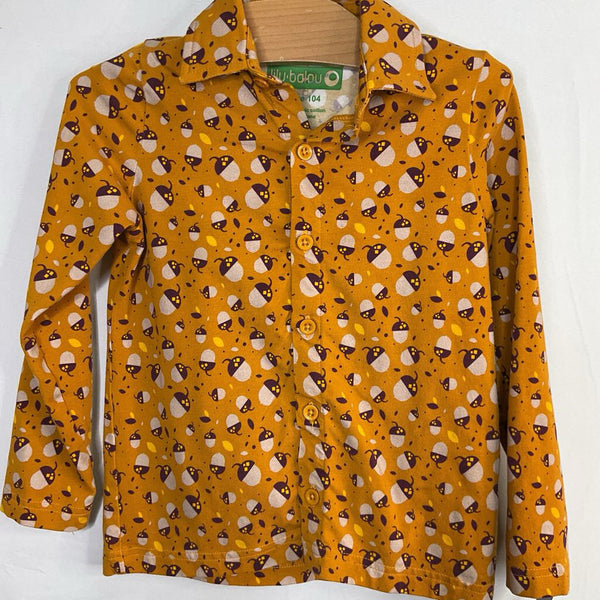 Size 4-5: Lily Balou Yellow/Brown Acorns Button-Up Shirt