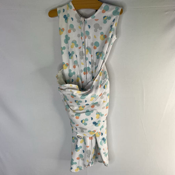 Size 3-6m (13-18lbs) (S): Halo White/Colorful Mickey Mouse Print Sleepsack Swaddle