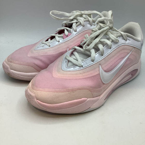 Size 5.5Y: Nike A'One Pink/White Lace-Up Basketball Sneakers