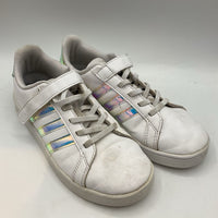 Size 3Y: Adidas White/Iridescent Velcro Sneakers