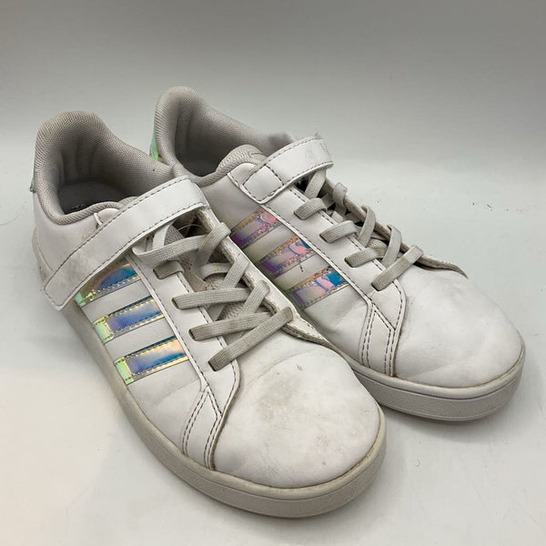 Size 3Y: Adidas White/Iridescent Velcro Sneakers