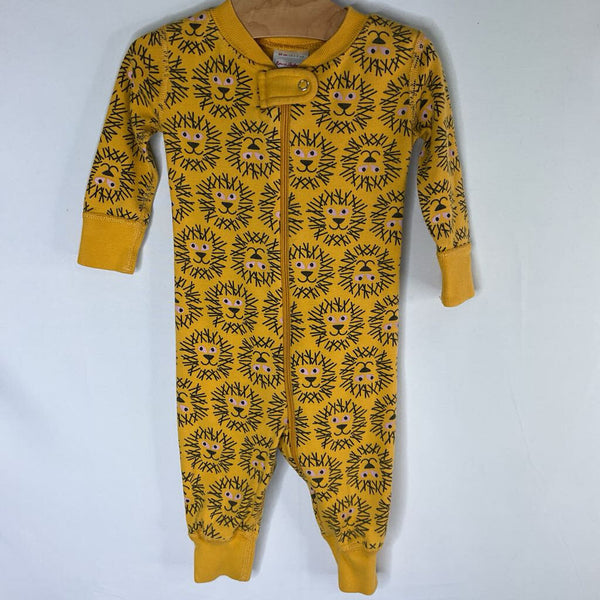 Size 3-6m (60): Hanna Andersson Yellow/Black Lions Organic Cotton 1pc Zip PJs