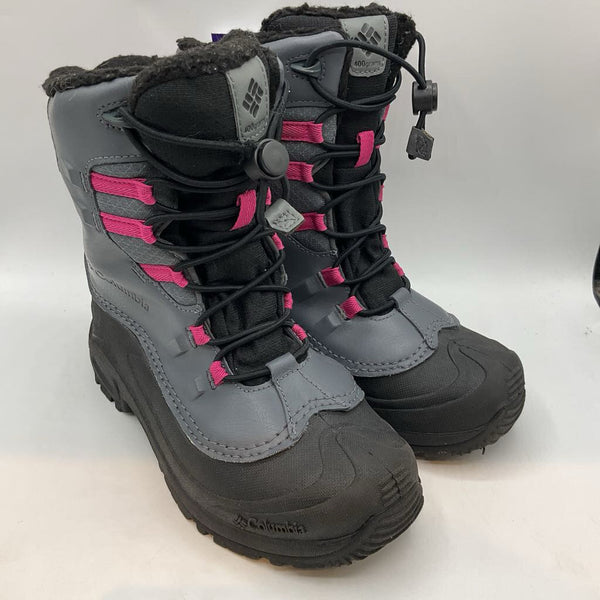 Size 5Y: Columbia Gray/Purple Trim Toggle Snow Boots