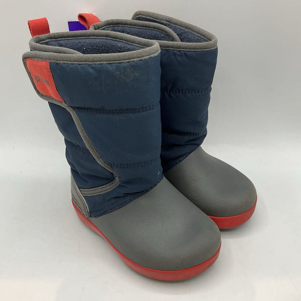 Size 8: Crocs Navy/Gray Velcro Winter Boots
