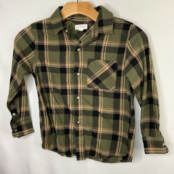 Size 7: Scene & Heard Green/Brown Plaid Flannel Button-Up Shirt