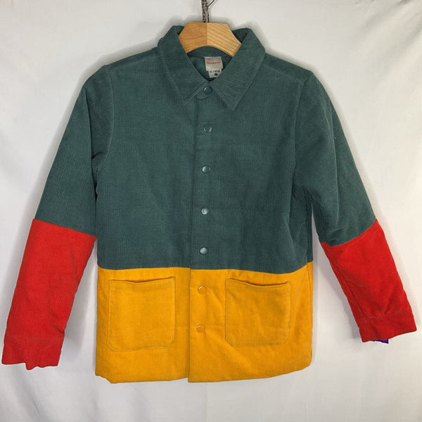 SIze 10 (140): Hanna Andersson Green/Red/Yellow Corduroy Snap Coat