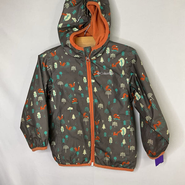 Size 3: Columbia Gray/Orange/Green Foxes Pixel Grabber Water Resistant Jacket
