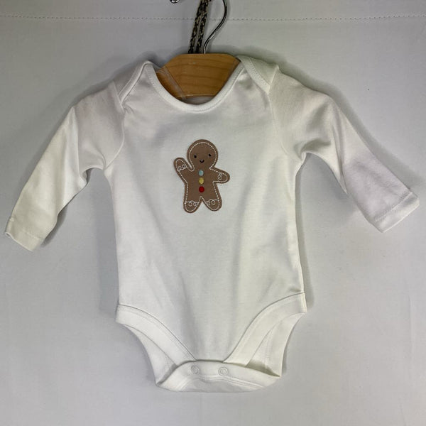 Size 0-3m: White Gingerbread Long Sleeve Onesie