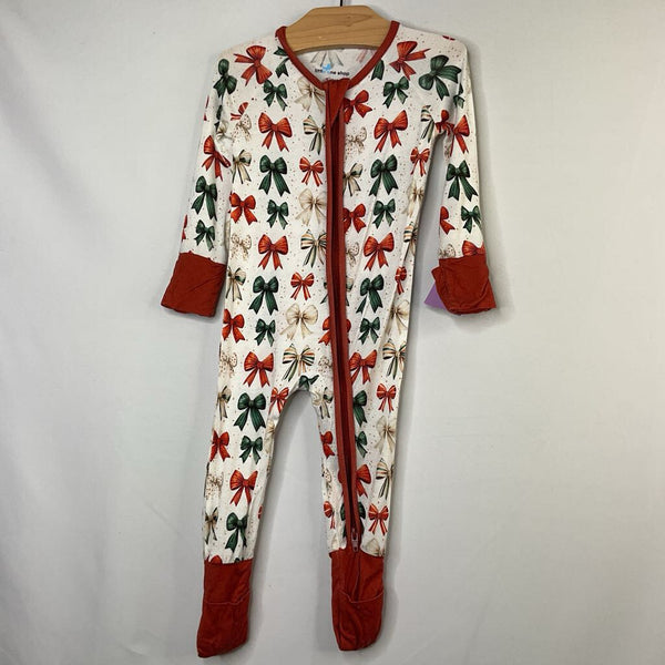 Size 3-6m: Little One Shop White Colorful Holiday Bow Print 1pc Pjs