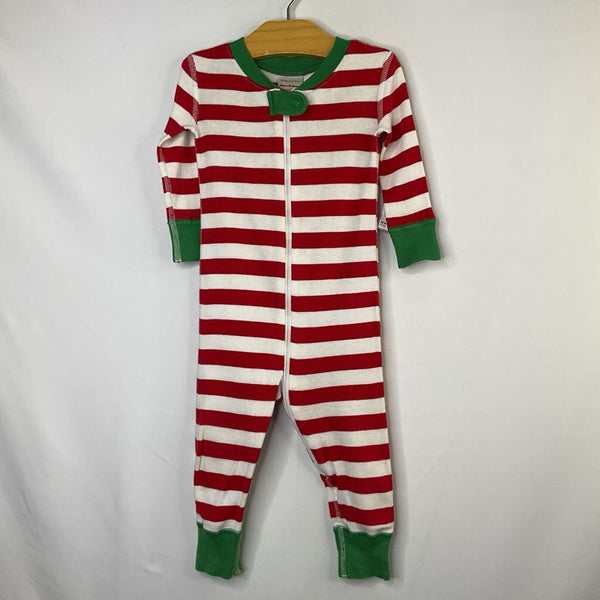 Size 6-12m (70): Hanna Andersson Red White Striped 1pc Holiday Pjs