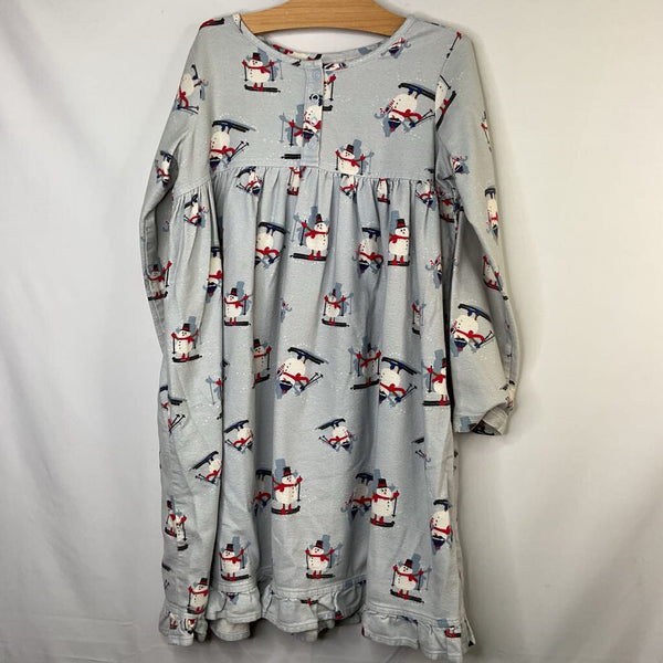 Size 6-7 (120): Hanna Andersson Blue Snowman Long Sleeve Dress REDUCED