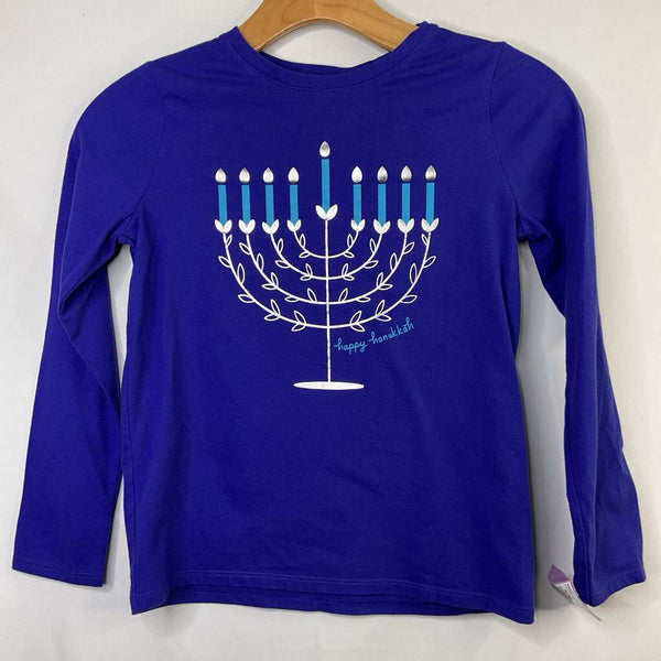 Size 7-8: Cat & Jack Blue Menorah Long Sleeve Shirt