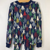 Size 8 (130): Hanna Andersson Blue Christmas Tree 2pc PJs
