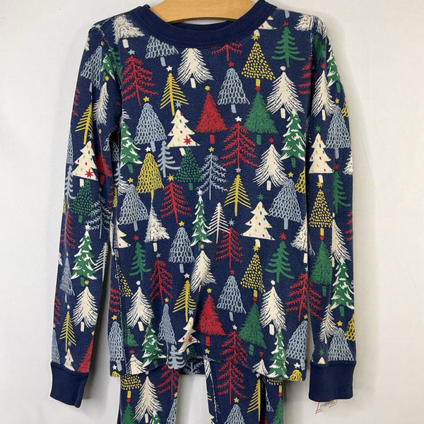 Size 8 (130): Hanna Andersson Blue Christmas Tree 2pc PJs