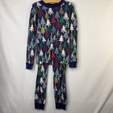 Size 8 (130): Hanna Andersson Blue Christmas Tree 2pc PJs
