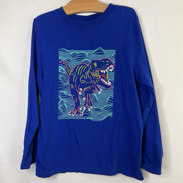 Size 6-7 (120): Hanna Andersson Blue/Colorful Dinos Long Sleeve Shirt