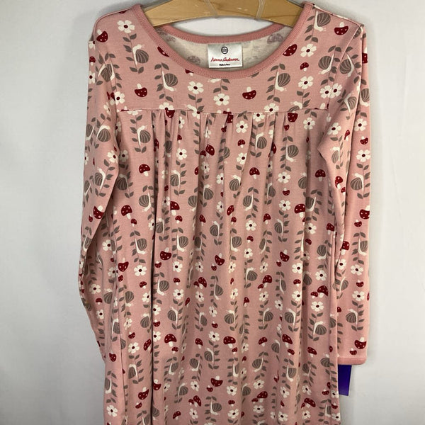 Size 6-7 (120): Hanna Andersson Pink/Red/Gray Snails Fox Long Sleeve Pocket Dress