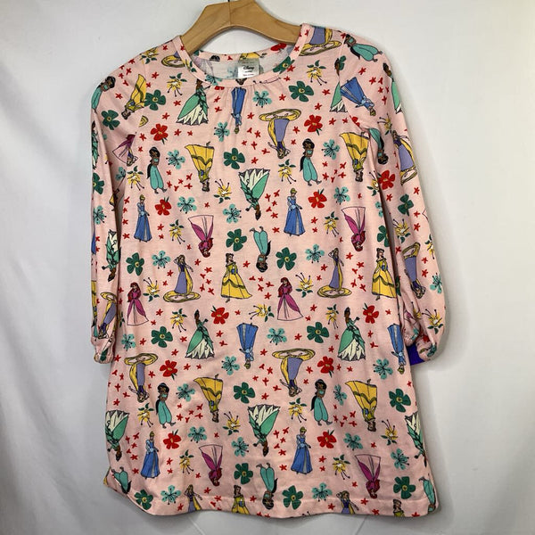 Size 8 (130): Hanna Andersson Pink/Multi Disney Princess Long Sleeve Dress