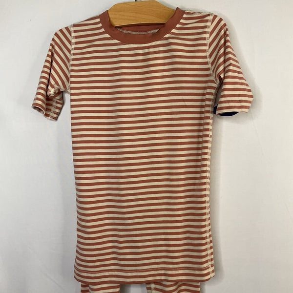 Size 6-7 (120): Hanna Andersson Orange/Tan Striped 2pc Tencel Pjs