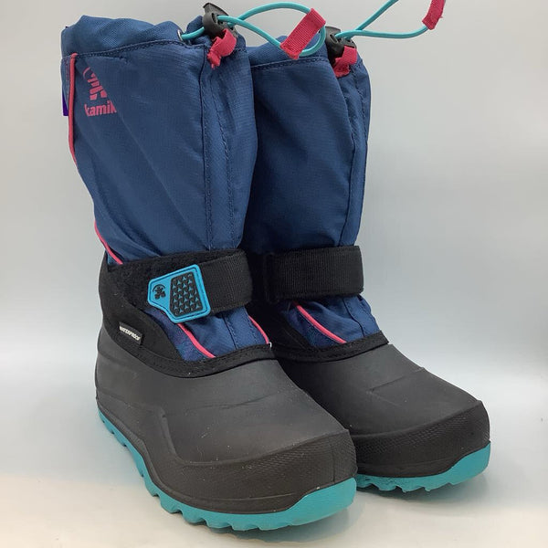 Size 3Y: Kamik Blue/Purple Chevron Velcro/Toggle Snow Boots