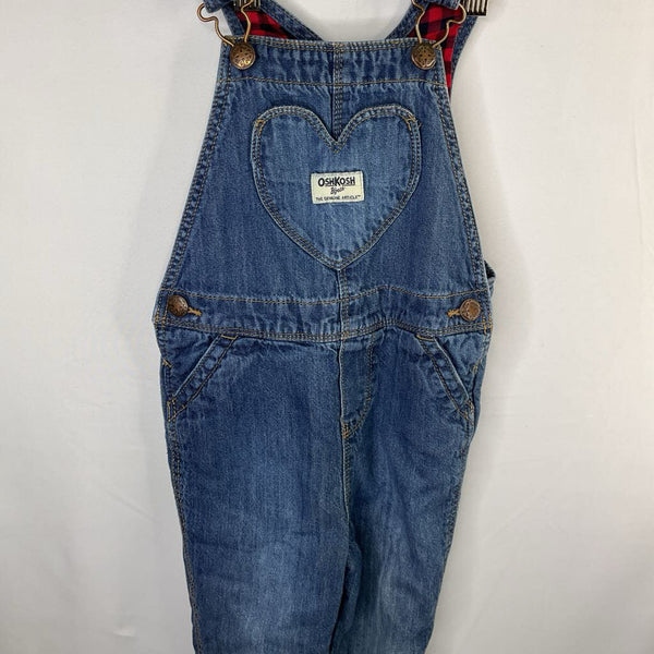Size 4: OshKosh Blue Lined Heart Pocket Denim Overalls