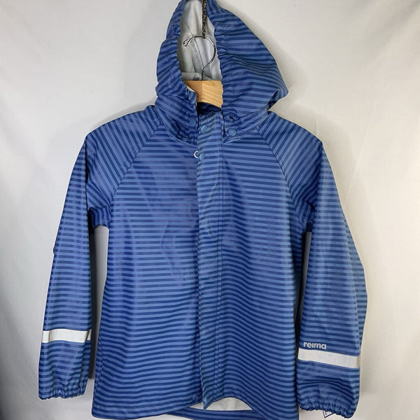 Size 8-10: Reima Blue Striped Rain Coat