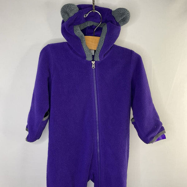 Size 12-18m: Columbia Purple/Gray Trim Teddy Ear Fleece Bunting