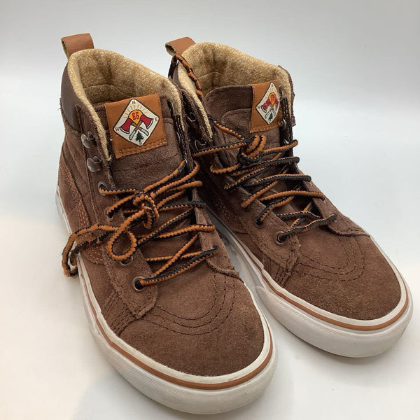 Size 1.5Y: Vans Brown Suede High Top Lace Sneakers