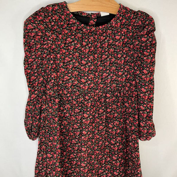 Size 5: Gap Black/Red/Pink Floral Corduroy Long Sleeve Dress