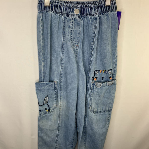 Size 5-6: Next Blue Bunny Embroidered Soft Waist Jeans