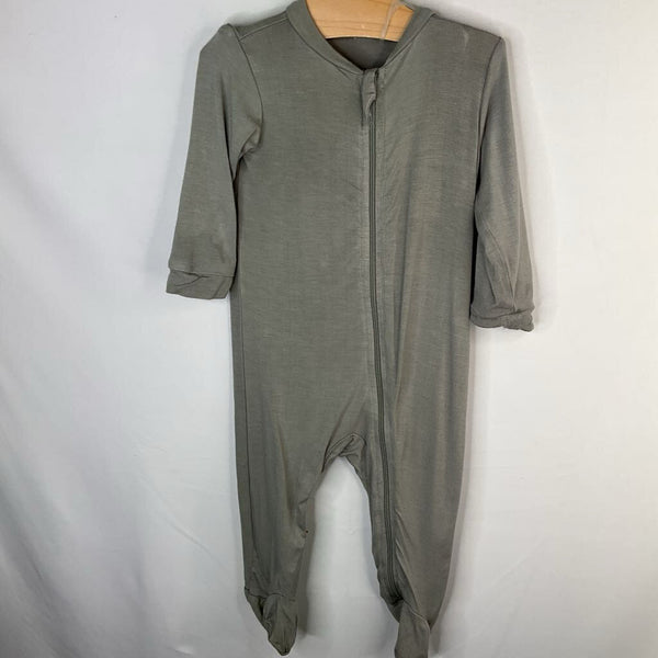 Size 3-6m: Milkberry Gray Bamboo 1pc Zip PJs