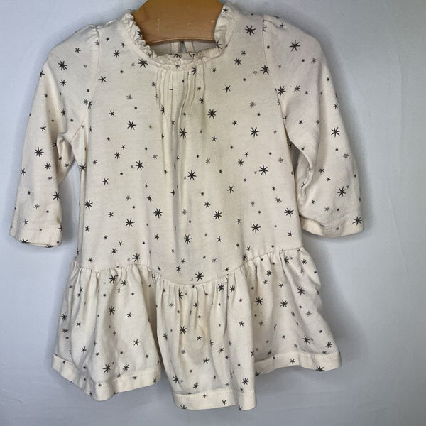 Size 3-6m: Gap Cream/Silver Stars Long Sleeve Dress