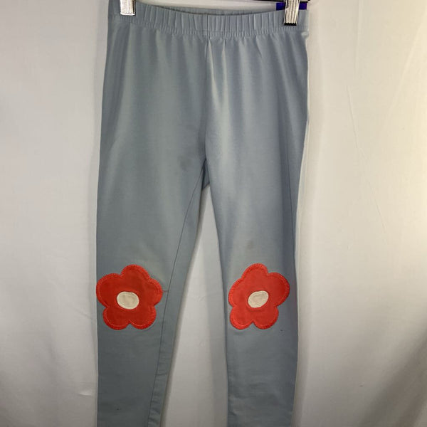 Size 6-7 (120): Hanna Andersson Blue/Orange Floral Applique Leggings REDUCED