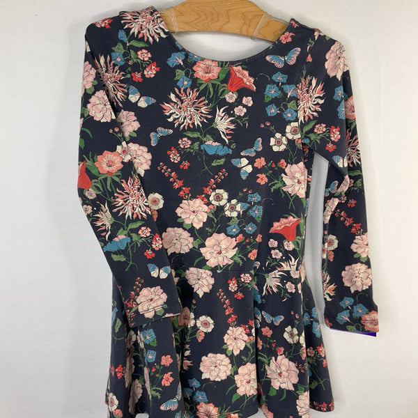 Size 4: Tea Navy/Colorful Floral Long Sleeve Dress