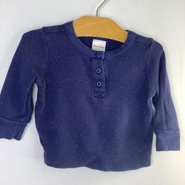 Size 12-18m (75): Hanna Andersson Navy/Multi Waffle Knit Long Sleeve Henley