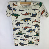 Size 8 (130): Hanna Andersson White/Multi Dinos 2pc Shorty PJs