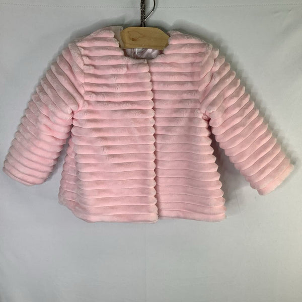 Size 2: Pink Ribbed Fleece Snap-Up Coat