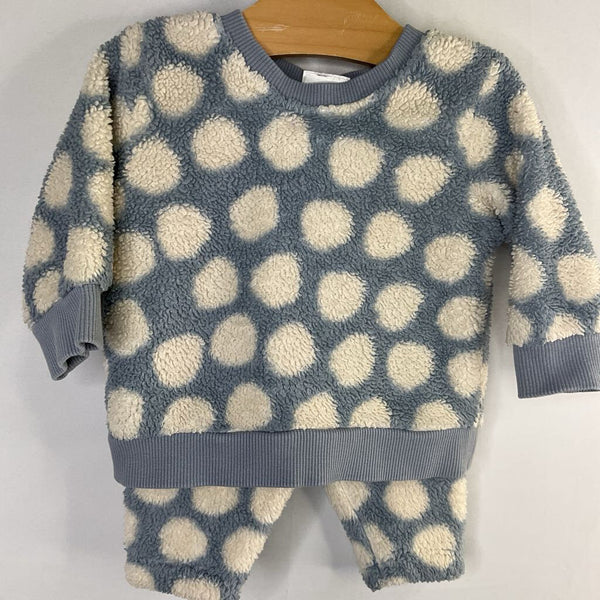 Size 0-3m (50): Hanna Andersson Blue/White Dots 2pc Fleece Sweat Set