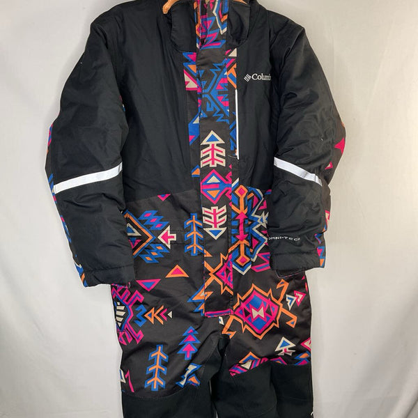 Size 6-7: Columbia Black/Colorful Geo Print Poly Fill Fleece Lined Snowsuit