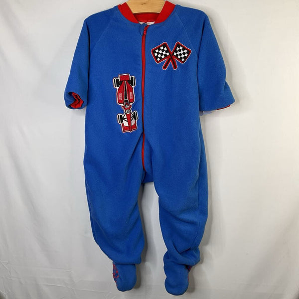 Size 2: Snug Time Blue/Red Racecar 1pc Fleece Zip PJs