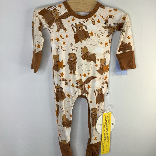 Size 0-3m: Little Sleepies Brown Bedtime Teddies 1pc Bamboo PJs NEW w/ Tags