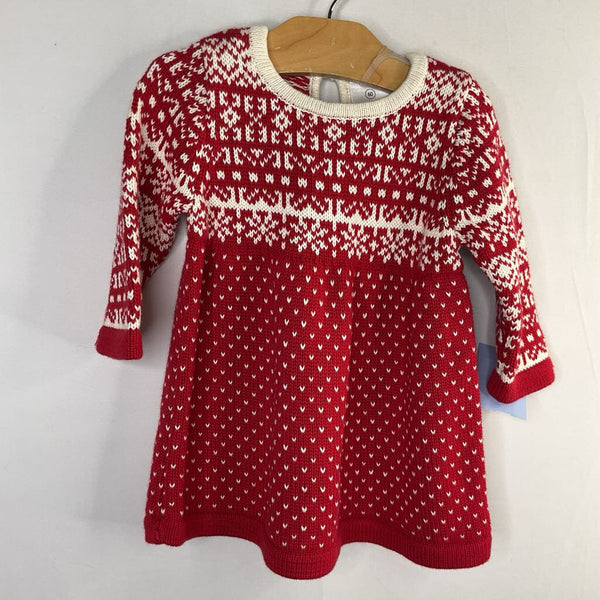Size 3-6m (60): Hanna Andersson Red/White Sweater Dress