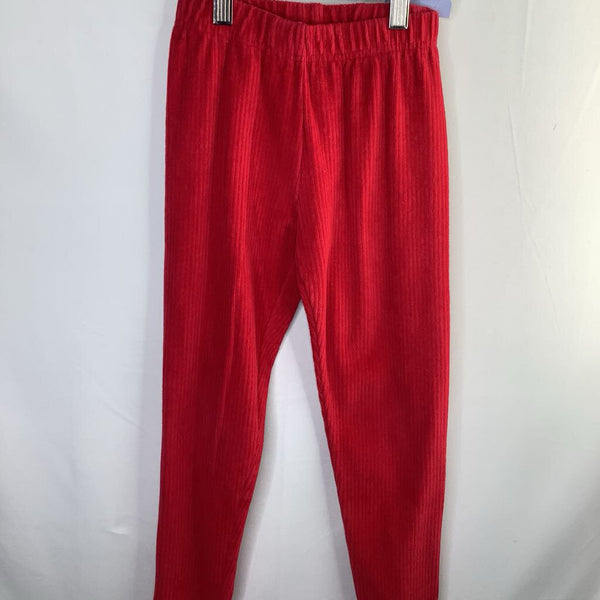 Size 6-7 (120): Hanna Andersson Red Ribbed Velour Leggings
