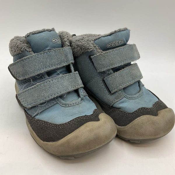 Size 8: Keen Blue/Gray Fleece Lined Velcro Hiking Boots
