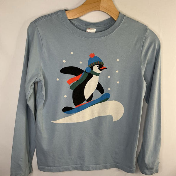 Size 10 (140): Hanna Andersson Blue Snowboard Penguin Long Sleeve Shirt